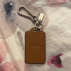 Coach Leather Keychain with Silver Clip